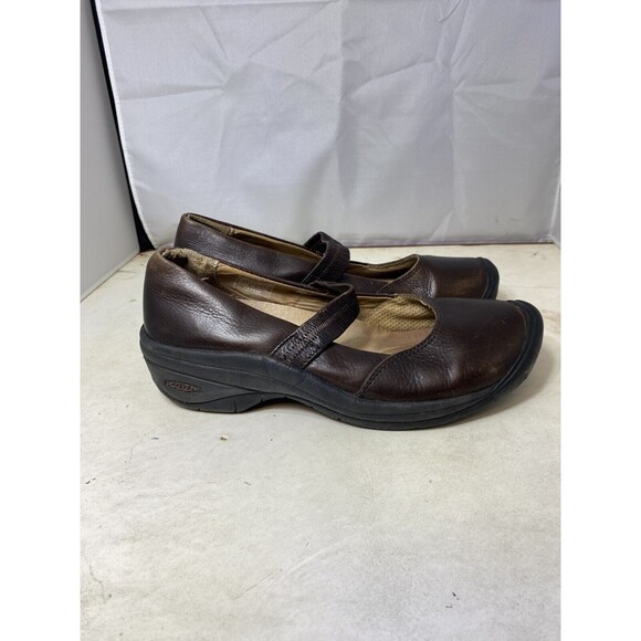 Keen Women’s Mary Jane Leather Shoes  Dark Brown Sz 8 Elastic Strap - Picture 2 of 9
